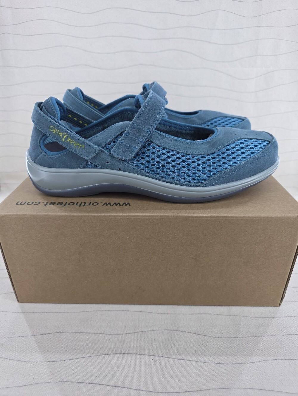 Orthofeet Womens Sanibel Mary Jane Blue Suede Orthopedic Shoes 898 Size 8.5D NEW